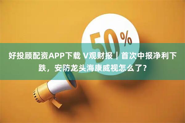 好投顾配资APP下载 V观财报｜首次中报净利下跌，安防龙头海康威视怎么了？