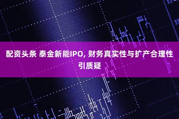 配资头条 泰金新能IPO, 财务真实性与扩产合理性引质疑